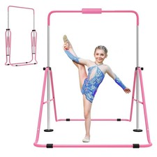 Gymnastics Bar for Kids, Adjustable Height Gymnastic Horizontal Bars with Mat...