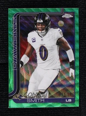 2025 Topps Chrome Green Wave Refractor 19/99 Roquan Smith #27 1nq3