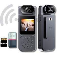 4K HD Body Camera Video Recorder with 180  Rotation Lens and WiFi for Real-Time