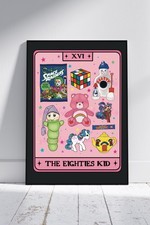 The 80s Kid - Tarot Card Art Print 80s toys movies wall art poster pink
