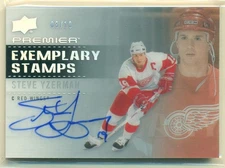 2024-25 Upper Deck PREMIER Exemplary Stamps STEVE YZERMAN Auto 08/10 Red Wings