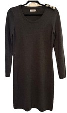 Calvin Klein Women’s Med Dress Charcoal Grey Long Sleeve Button Detail Shoulder