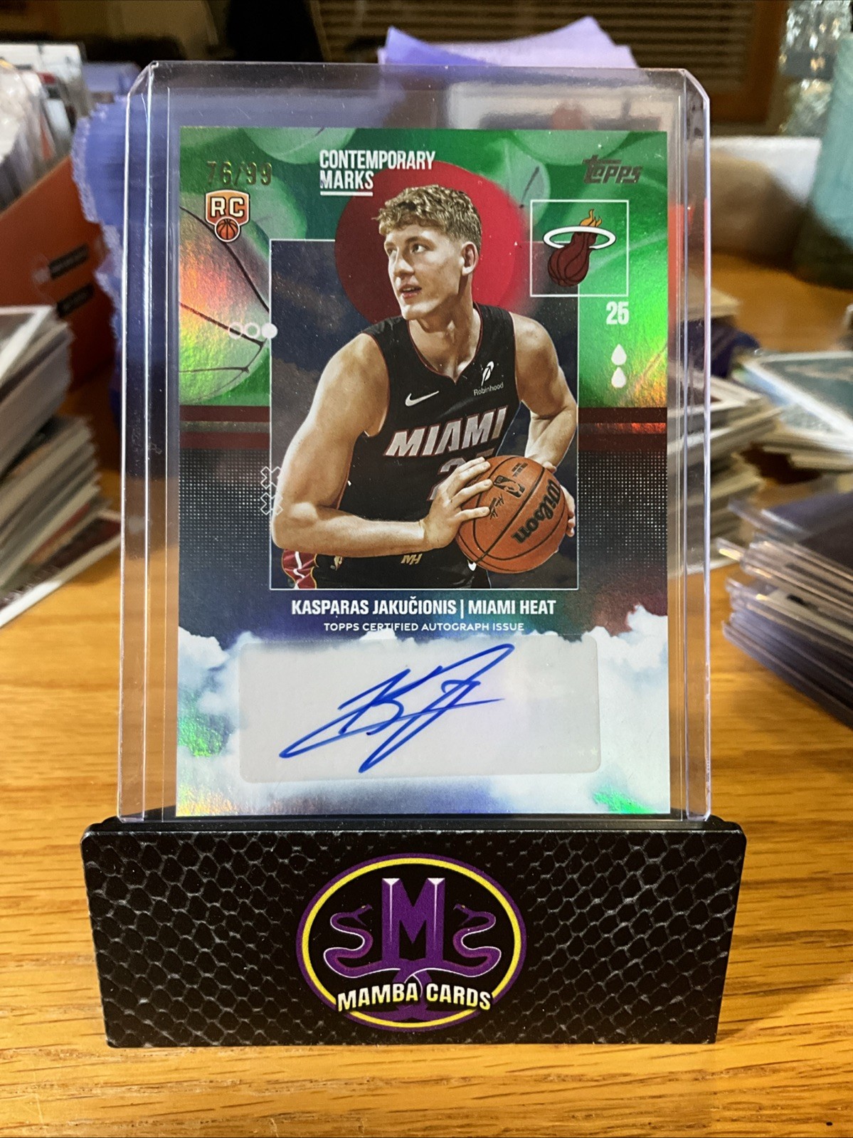 2025 Topps Kasparas Jakucionis Contemporary Marks Auto Green RC /99 #CM-KJ Heat