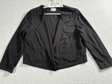 Chico's Blazer Size M Black Cropped Long Sleeve Open Front Polyester Blend