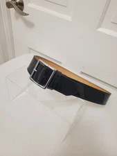 Dutyman "1631" Black Patent Leather Belt Size 34, Uniform, Shiny, Silvertone