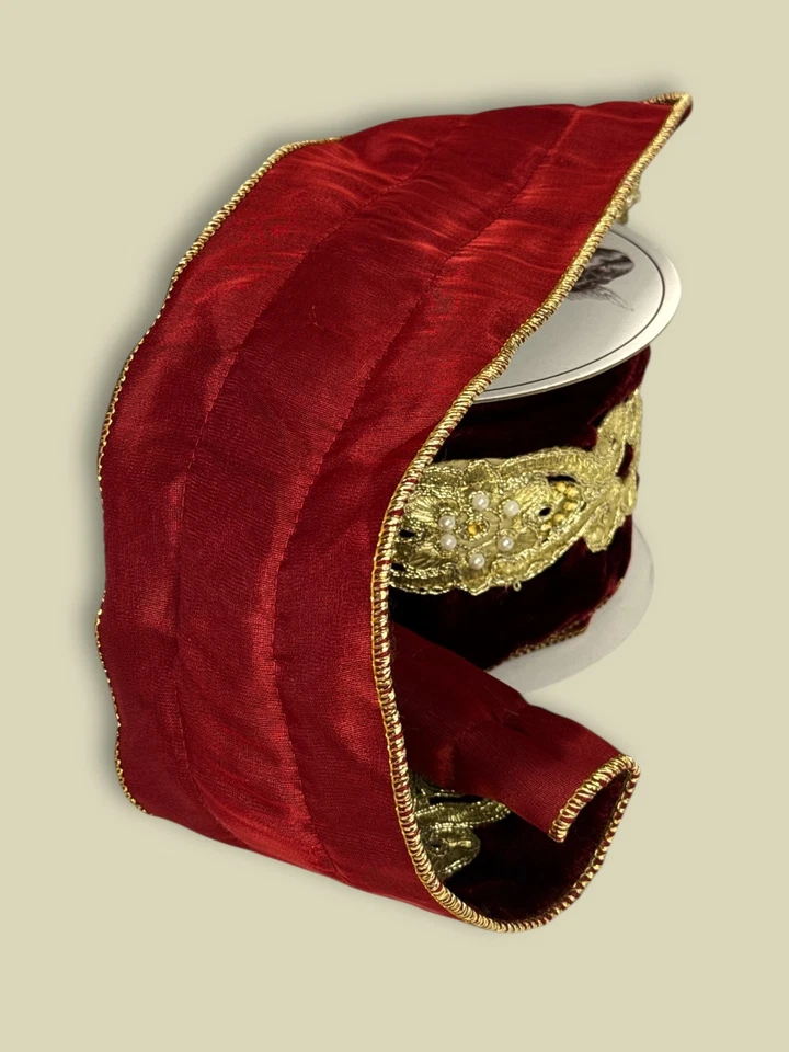 Edles Samtband Rot Gold Goodwill Rolle 4,5Meter Tischband Dekoband 10cm breit - Bild 4 von 4