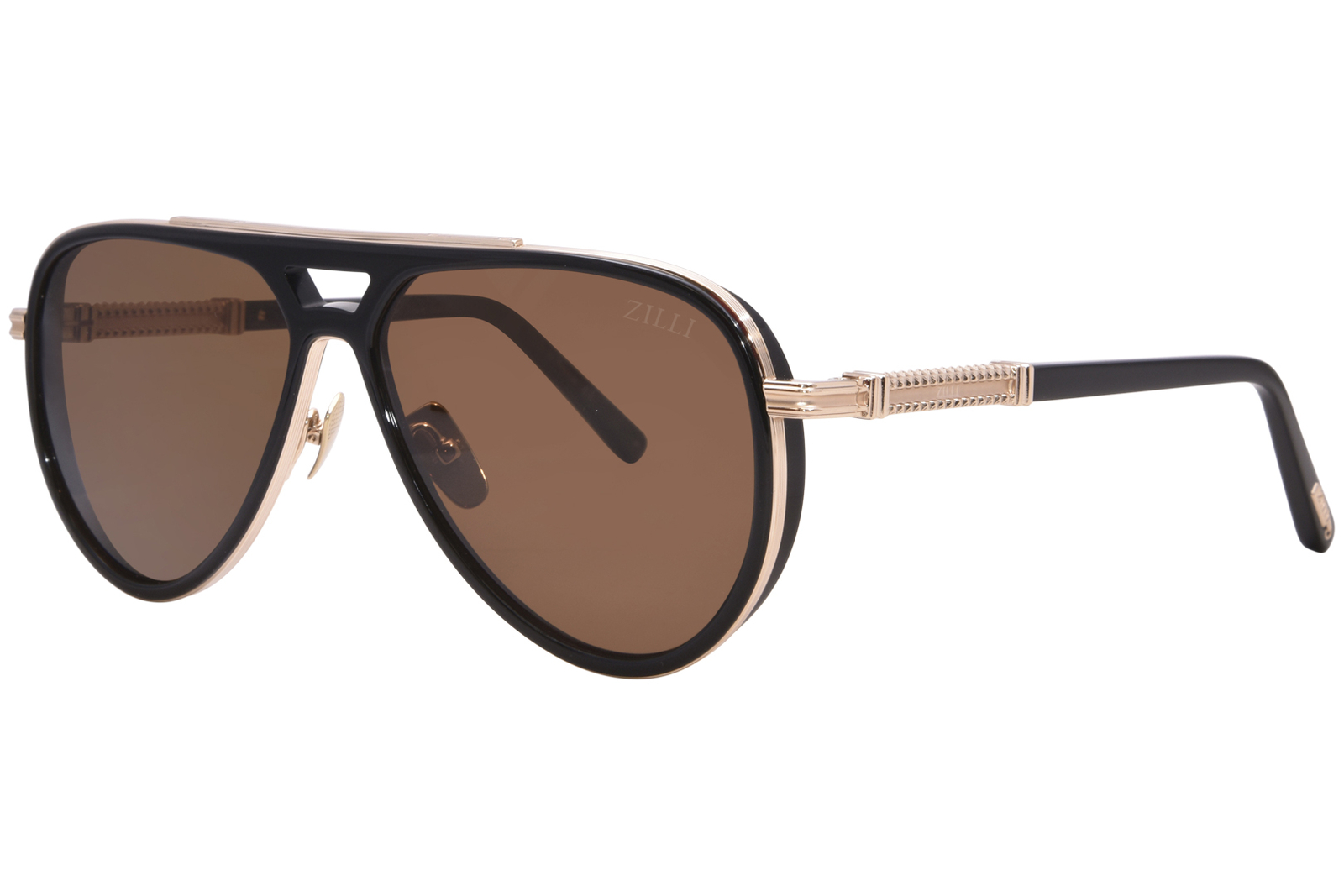 Солнцезащитные очки Zilli ZI65098 C02 Мужские черныекоричневые линзы пилотного стиля 60 мм 63790₽