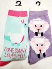 Set of 2- Easter Socks - sheep, Easter, bunny, Dinosaur NWT