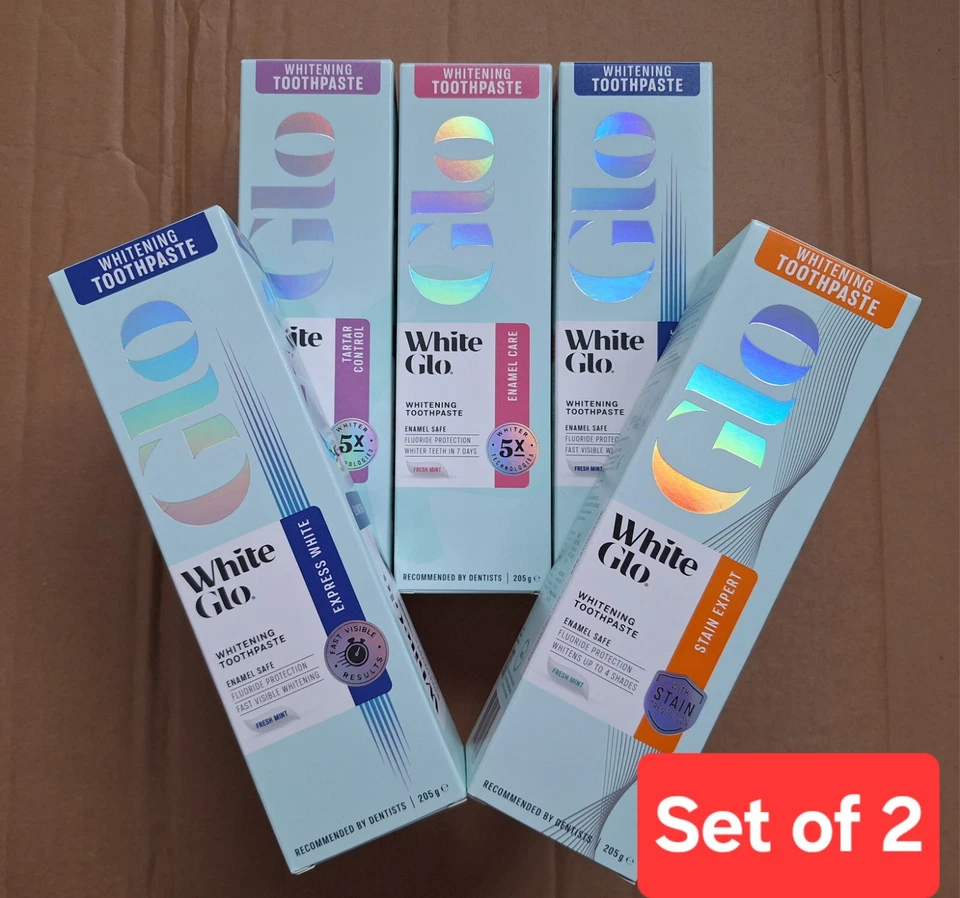 White Glo Teeth Whitening Toothpaste Stain Expert Enamel Tart Express 2 pack Kit