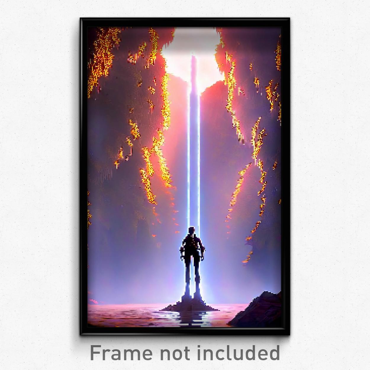 Pixel Art Poster - Terrific Fissure (8 Bit Psychedelic Trippy Video Game Print)