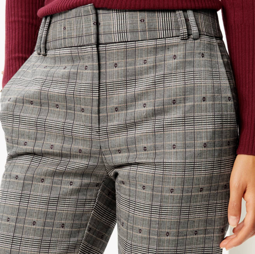 M\u0026S Ladies Trousers Brown Check Slim 