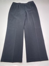 Kasper Petite 12P Black Pinstriped Lined Polyester Dress Pants Career Office