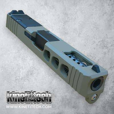 Complete Glock 19 Gen 3 Slide Assembly - White, RMR Cut, Ported, With Black Barrel