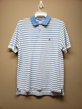 Brooks Brothers Size Large Polo Blue White Striped Performance