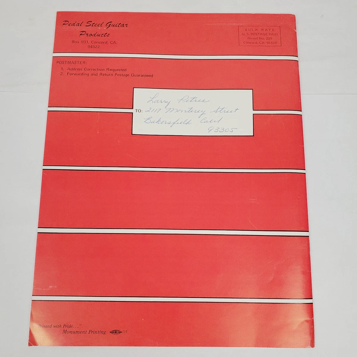 RARE Vintage 1973 Tom Bradshaw s Pedal Steel Guitar Products
