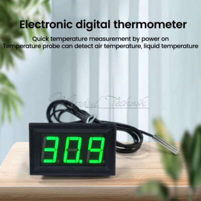 DC12V 0.56 Inch LED Digital Intelligent Thermometer w/Waterproof NTC Metal Probe