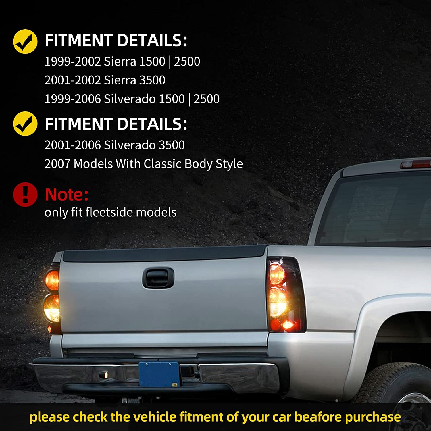 Smoke Tail Lights for 19992006 Chevy Silverado 19992003 GMC Sierra