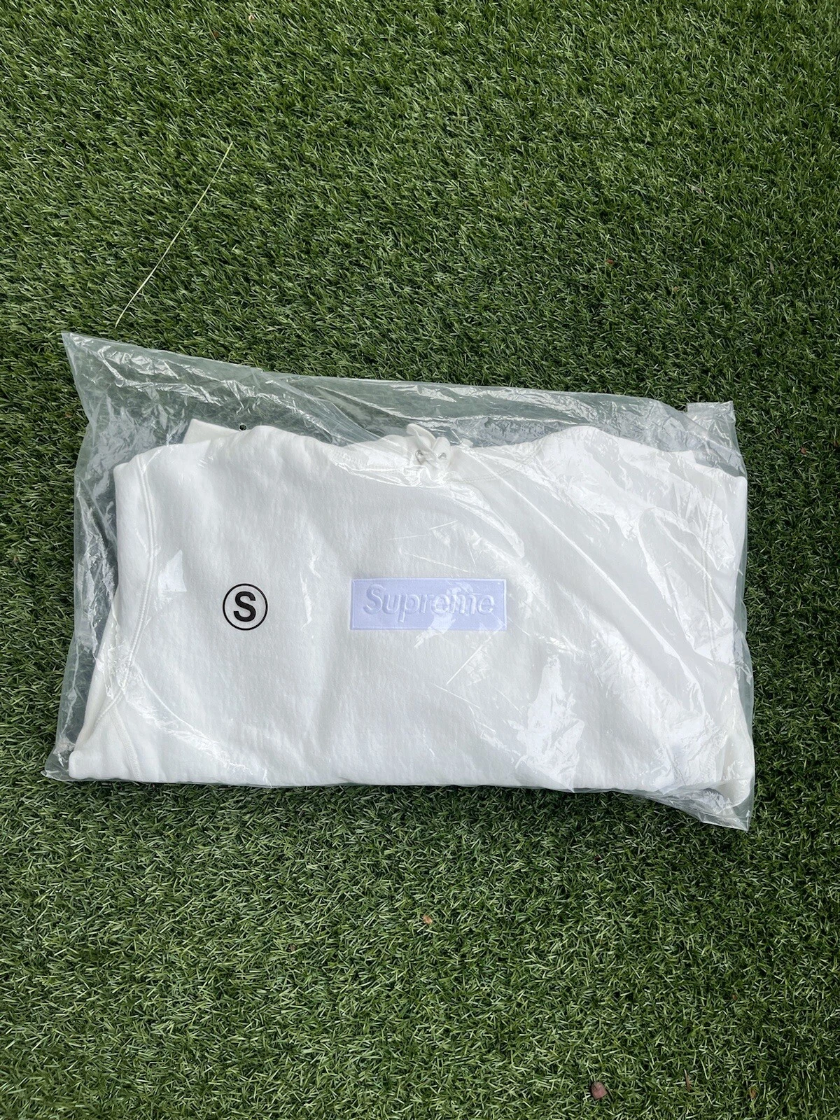 Sweat à capuche logo Supreme Box blanc sur blanc FW23 taille S