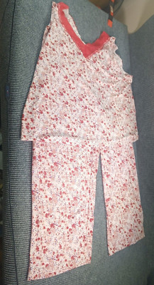 Woman 2 Piece Pajama Top Pants Floral PinkMulti Lounge 3X3T Casual Comfort Vneck