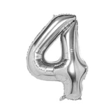32" Silver Number 4 Foil Balloon