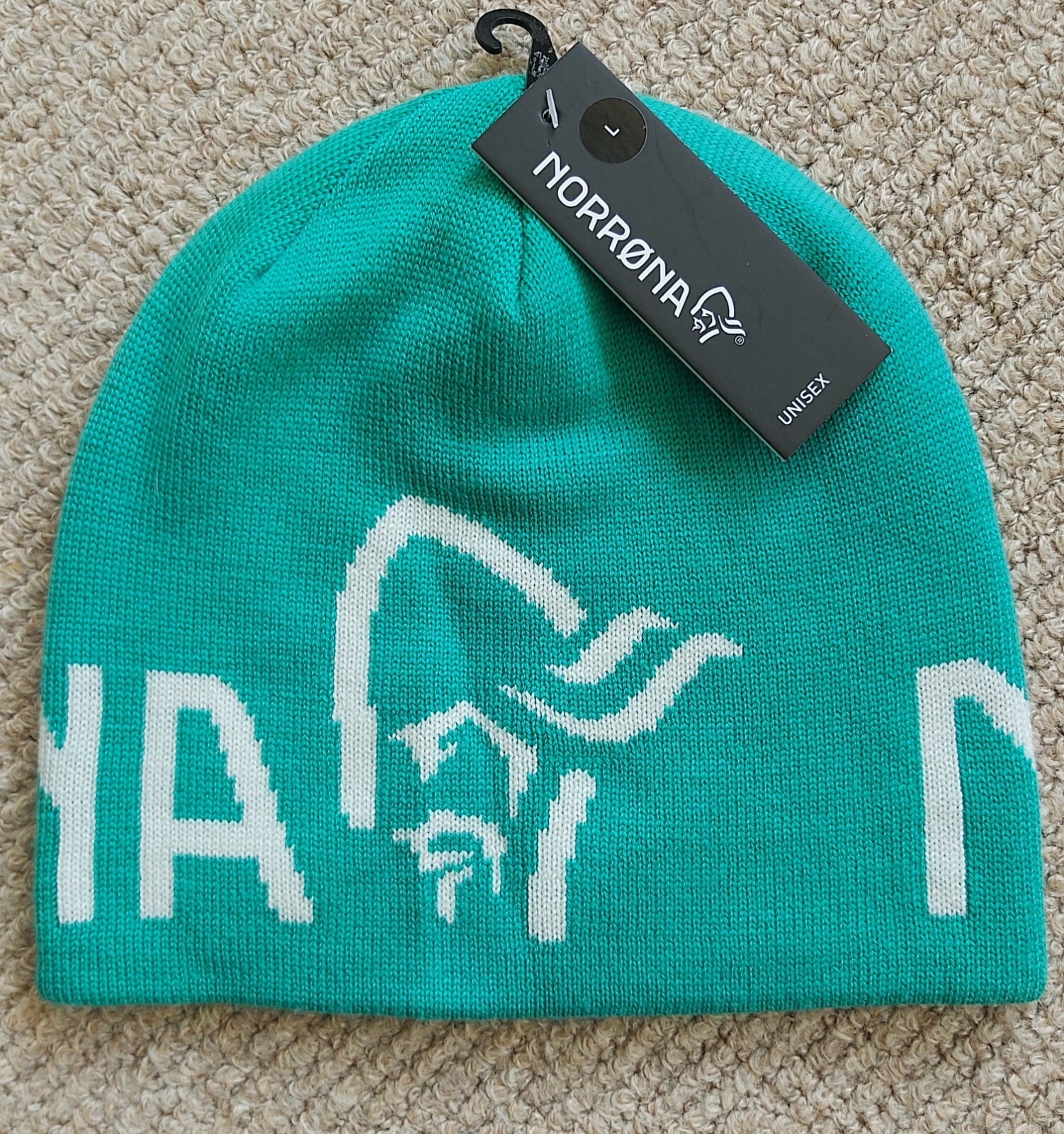 Genuine L NORRONA Arcadia Mint / Snowdrop 100% Wool BEANIE Toque Hat  NORWAY