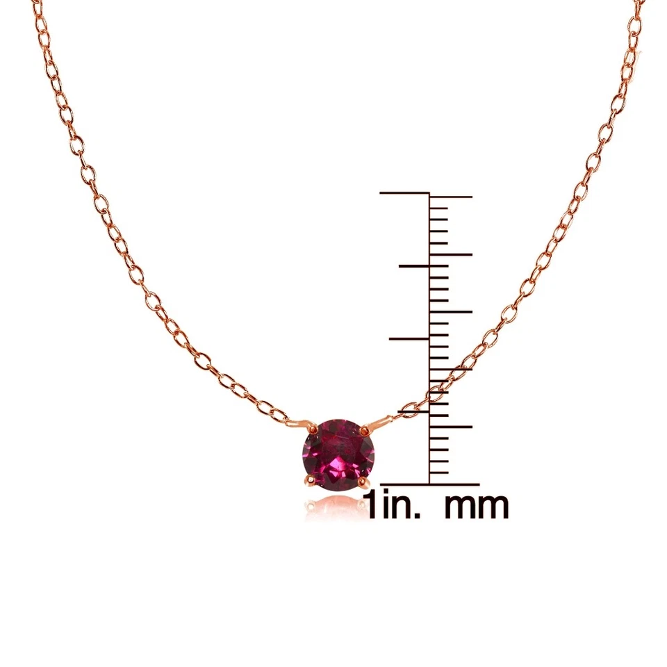 Dainty Round Created Ruby Choker Necklace in Rose Gold Plated 925 Silver - Image 3 of 4