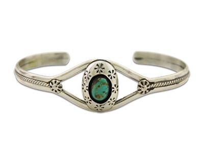 Navajo Cuff Bracelet 925 Silver Turquoise Cuff Native American Artist C.80's