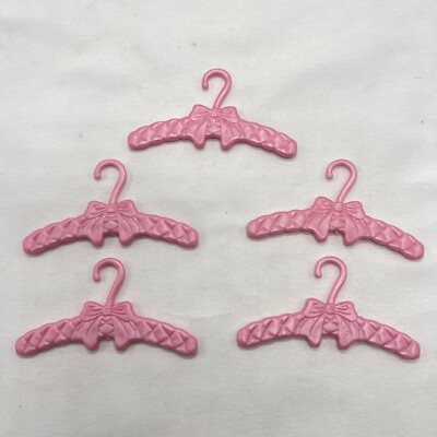Lot Of 5 Barbie Size Hangers Unsure Of The Brand Good Quality Pink See Pics