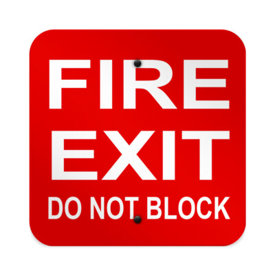 Aluminum Square Metal Sign Fire Exit Do Not Block Weatherproof Street