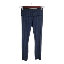 Lululemon Pants Women 2 Blue High Rise Zig Zag Athleisure Sportswear Crossfit 