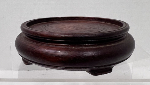 Hand Carved Wood Stand Plinth For Vase or Other Small Object 4 inch Brown