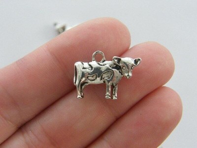 BULK 20 Cow charms antique silver tone A112
