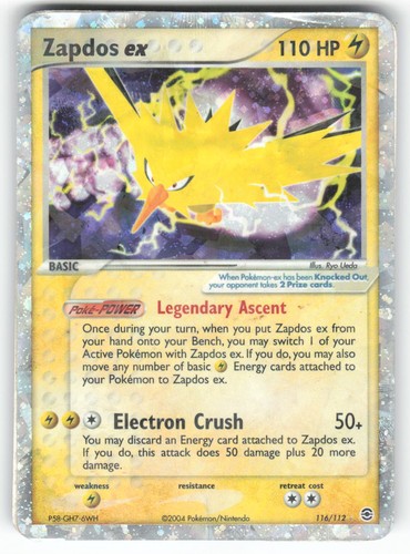 Zapdos ex 116/112 Secret Rare FireRed & LeafGreen Pokemon Damaged