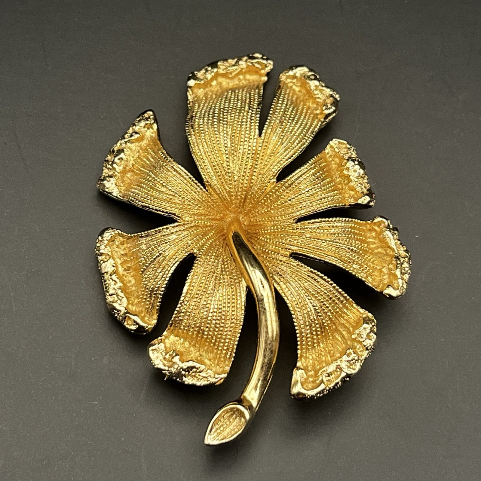 LARGE STATEMENT MONET FLORAL BROOCH HIBISCUS FLOW… - image 4