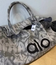 ALO Yoga Gray Tie Dye Large Canvas Tote Bag Gym Travel Carry-on NWT