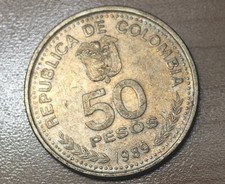 1989 Colombia 50 Pesos 100th Anniversary of National Constitution