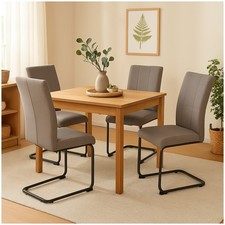 Esszimmerstuhl LennyP 4er-Set Braun Schwingstuhl Freischwinger HTI-Living