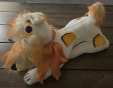 Vintage Ideal Toy Corp. Orange White Plush Dog Laying Down Terrier Made In USA