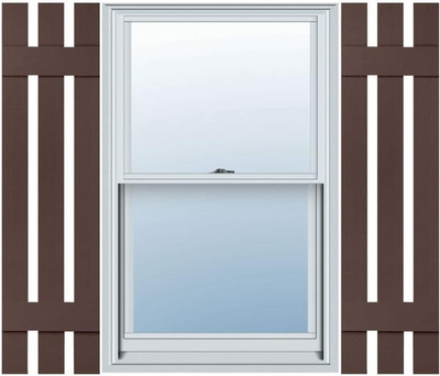 Vinyl Shutters Pair, 12''W x 43''H, Federal Brown with Installation Hardware