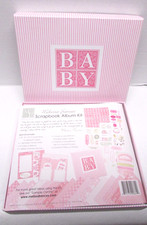 NEW Baby GIRL 8"x8" Postbound Photo Album Boxed Kit Stickers Papers Ribbon