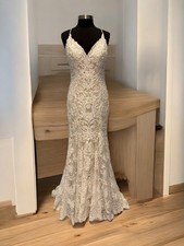 Allure Bridal Wedding Gown Dress Size 12 Mermaid Train Nude/champagne ALLC534