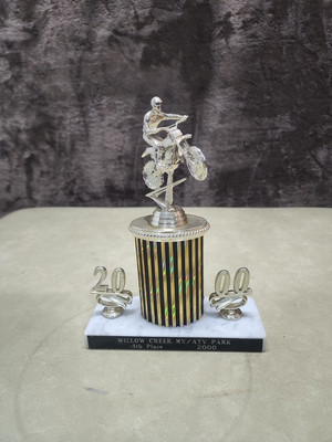 Vintage Motocross Trophy 9'' 2000 Willow Creek MX/ATV Park  4th Place Marble Base