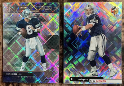 1999 Upper Deck HoloGrFx NFL 24/7 Troy Aikman (#N6) plus Base (#11) HOF Cowboys