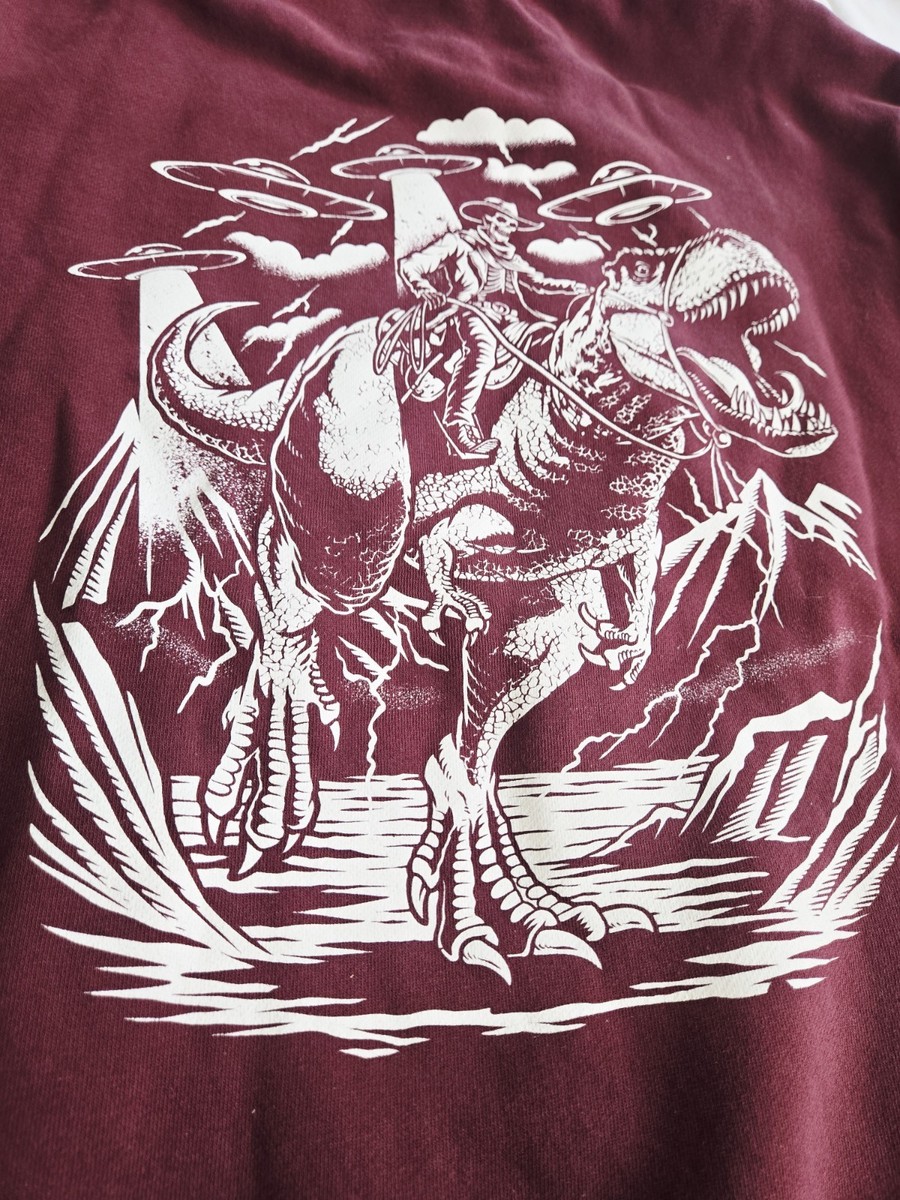 Cove Surf Company Hoodie Mens S Skeleton T-REX Graphic Pullover