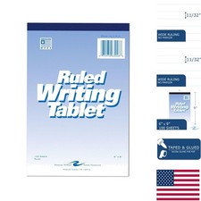 High-Quality 6x9 Writing Tablet - 100 White Wide Ruled Sheets, Perfect for Notes