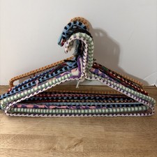 12 Vintage Crocheted Handmade Yarn Knit Coat Hanger Lot Hangers Boho Colorful