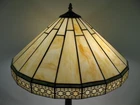 19 1/2" VTG TIFFANY STYLE ART & CRAFT MISSION STAINED SLAG GLASS LAMP SHADE