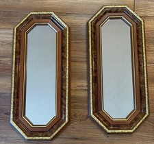 Vintage Octagonal Wall Mirrors Set of 2 18.5 Inch Tall x 8.5 Inch Wide
