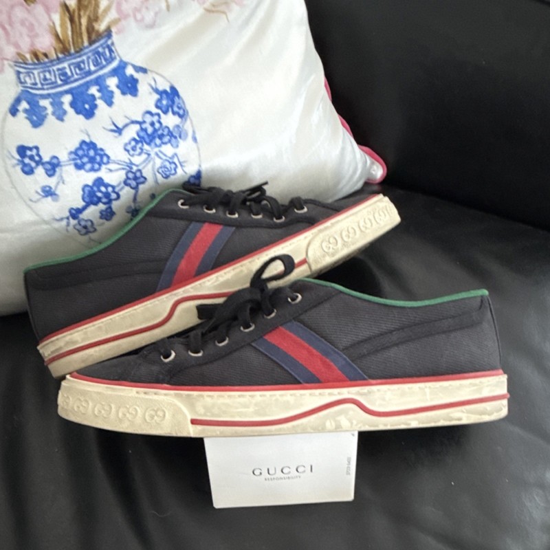 Gucci Tennis 1977 Black Red Green Sneakers Uk Size 9 ..Limited Edition Rare