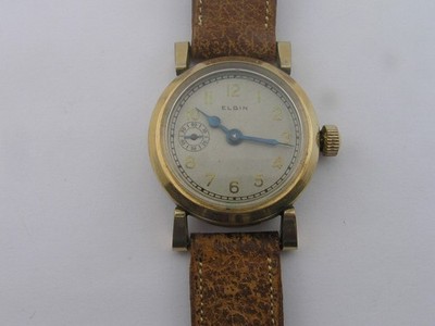 Elgin Art Deco Mens Watch Rare Second Hand at 9:00 Gold Filled Fancy Case